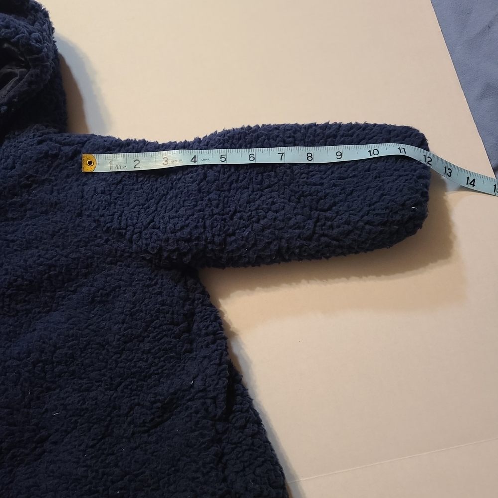 First Impressions Navy Blue Hooded Teddy Coat NWT 24 Months Fleece Button Front - Picture 9 of 10